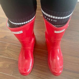 Hunter Original Short Red Gloss Women's Rubber Boots Size 8